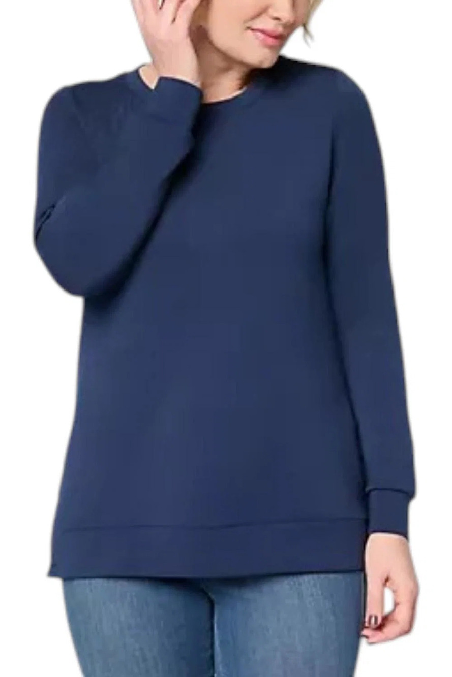 Belle by Kim Gravel ScubaLuxe Crewneck with Side Snaps Twilight - Regular